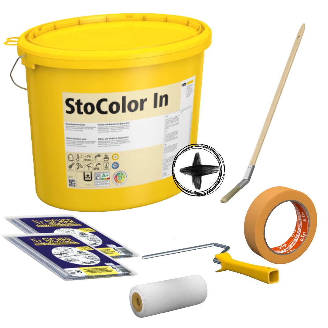 StoColor In Renovierungs-Starterset 5 L – Wandfarbe für ca. 30 m² | Komplettset mit Malerzubehör - weiß