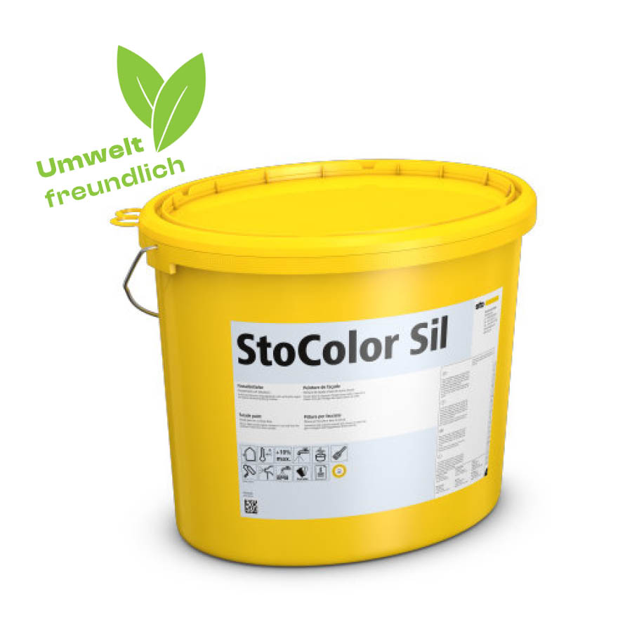 StoColor Sil Fassadenfarbe 10 Liter (weiß) Außenfarbe gut geeignet für natürliche Bauweisen