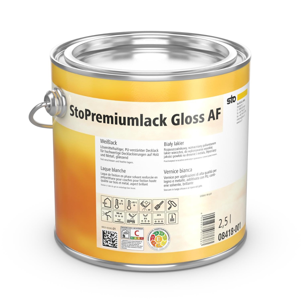 Sto-Premiumlack Gloss AF-Weiß-2,5 Liter Dose