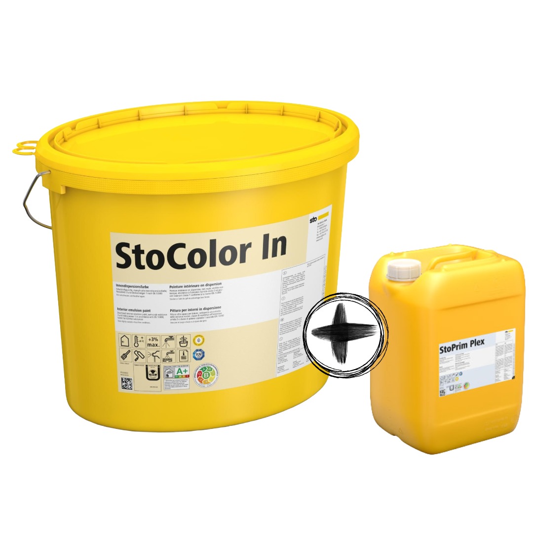 StoColor In 15 L (weiß) + StoPrim Plex 10 L Vorteilspaket – Innenfarbe & Tiefengrund im Set